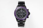 Rolex Mechanical Daytona Purple Diamond 40mm Watch Carbon Black Series