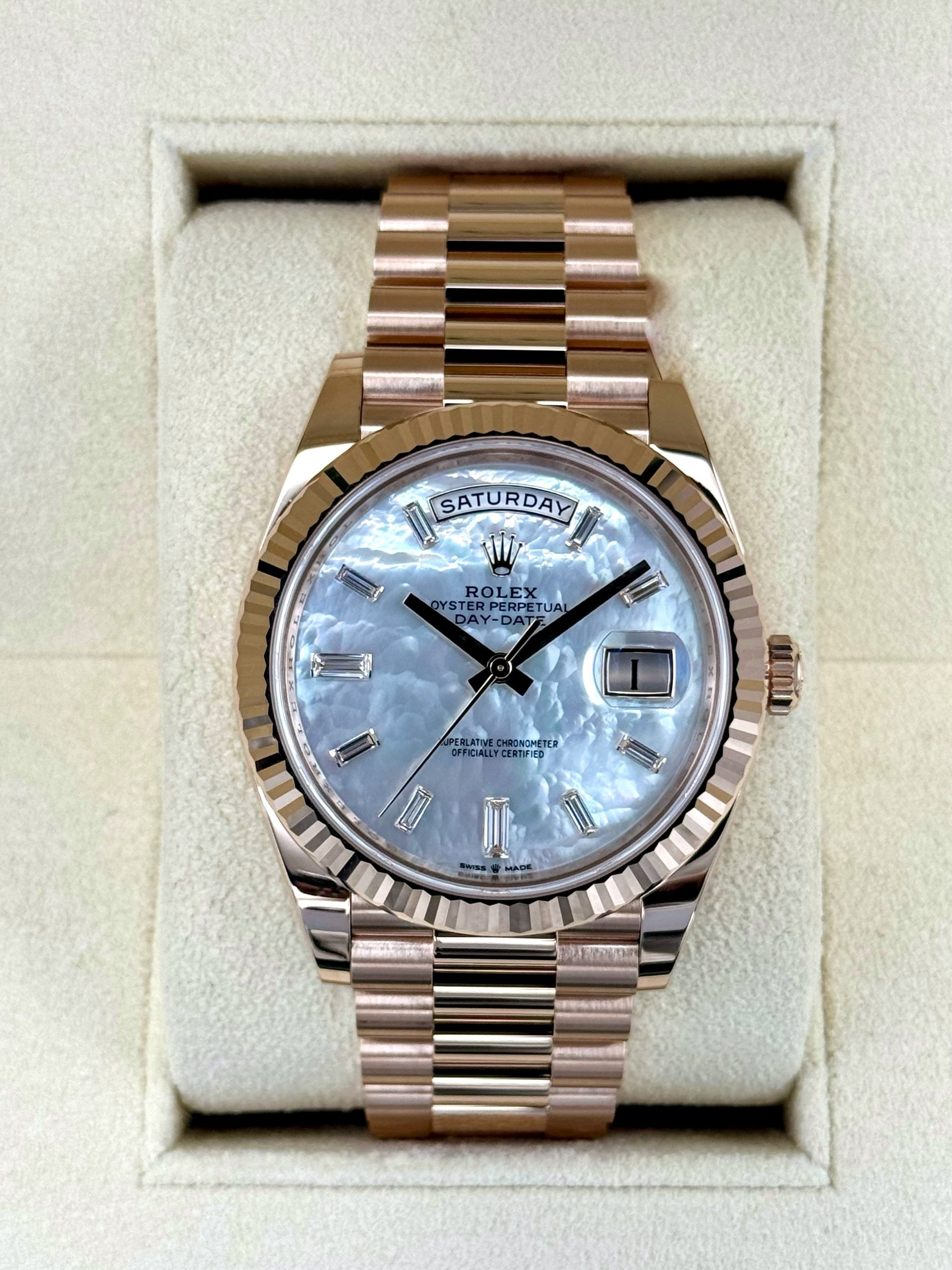 New 2024 Rolex Day Date 40mm 228235 Rose Gold MOP Dial Rolex New 2024 Rolex Day Date 40mm 228235 Rose Gold MOP Dial Rolex - Image 1