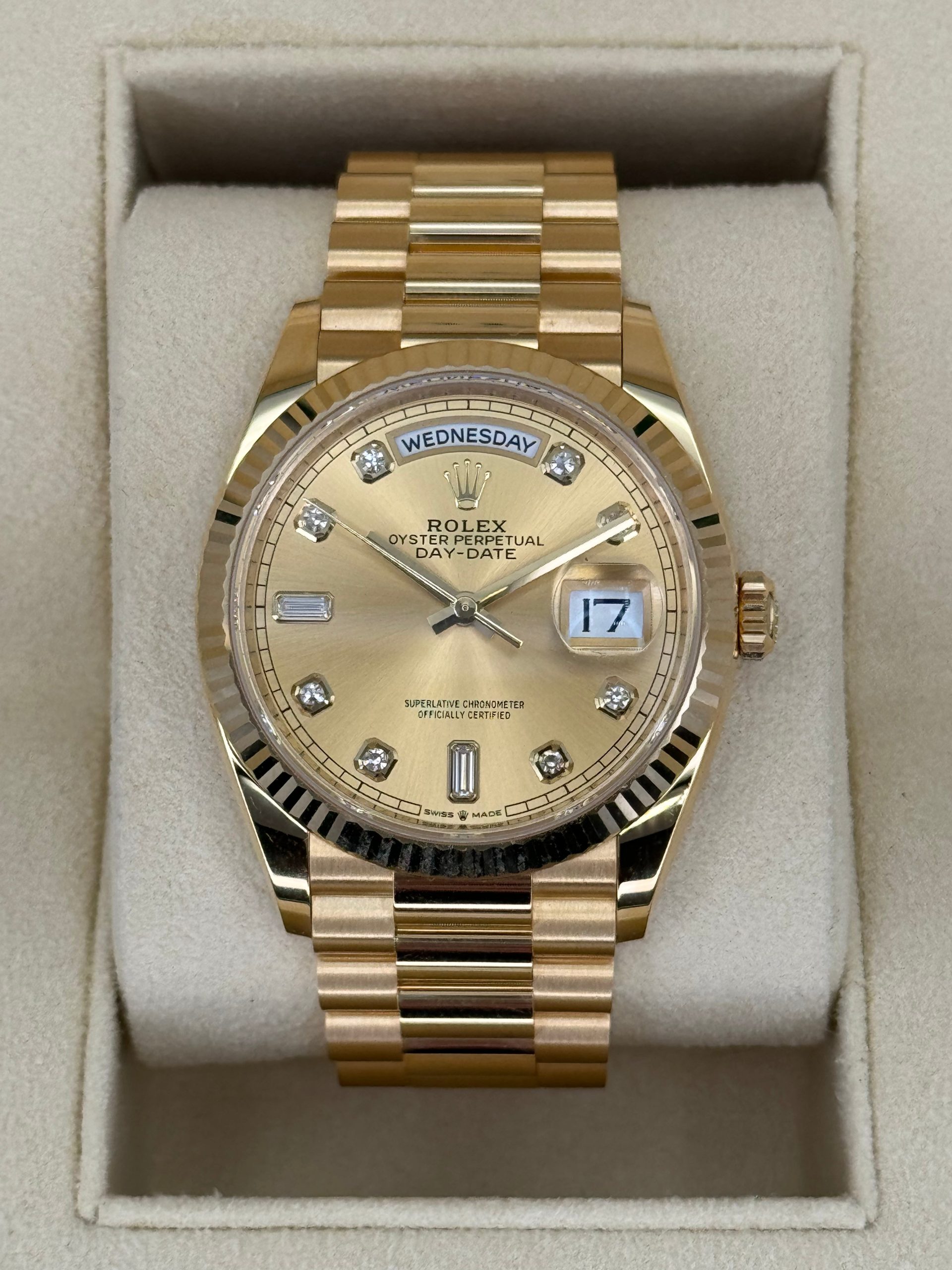 New 2024 Rolex Day Date 36mm 128238 Champagne Diamond Dial Rolex New 2024 Rolex Day Date 36mm 128238 Champagne Diamond Dial Rolex - Image 1