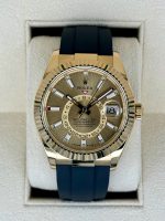 2024 Rolex Sky Dweller 42mm 336238 Yellow Gold Oyster Flex Champagne Dial Rolex
