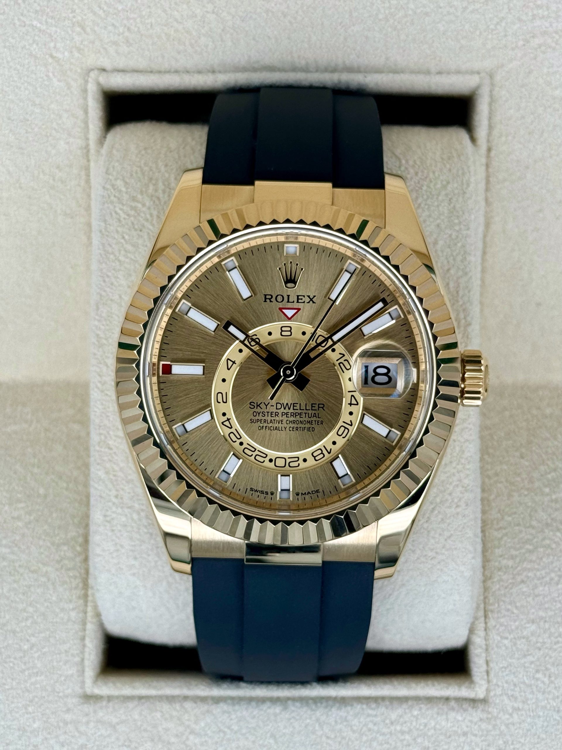 2024 Rolex Sky Dweller 42mm 336238 Yellow Gold Oyster Flex Champagne Dial Rolex 2024 Rolex Sky Dweller 42mm 336238 Yellow Gold Oyster Flex Champagne Dial Rolex - Image 1