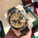 Daytona 40mm watch, gold dial, gold case, rubber strap