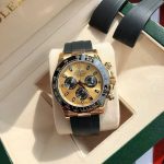 Daytona 40mm watch, gold dial, gold case, rubber strap - Image 2