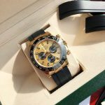 Daytona 40mm watch, gold dial, gold case, rubber strap - Image 4