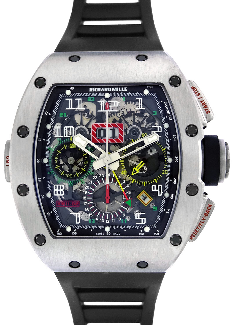 Richards Mill - Automatic Flyback Chronograph Dual Time Zone| RICHARD MILLE| RM11 - 02| TI Skeleton Clock Automatic Winding Rubber| Middle Ages| Richards Mill - Automatic Flyback Chronograph Dual Time Zone| RICHARD MILLE| RM11 - 02| TI Skeleton Clock Automatic Winding Rubber| Middle Ages| - Image 1