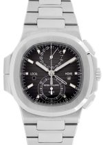 Patek Philippe - Nautilus Travel Time Chronograph| PATEK PHILIPPE| 5990 / 1A - 001| SS Black Clock Automatic Winding Bracelet| Middle Ages|