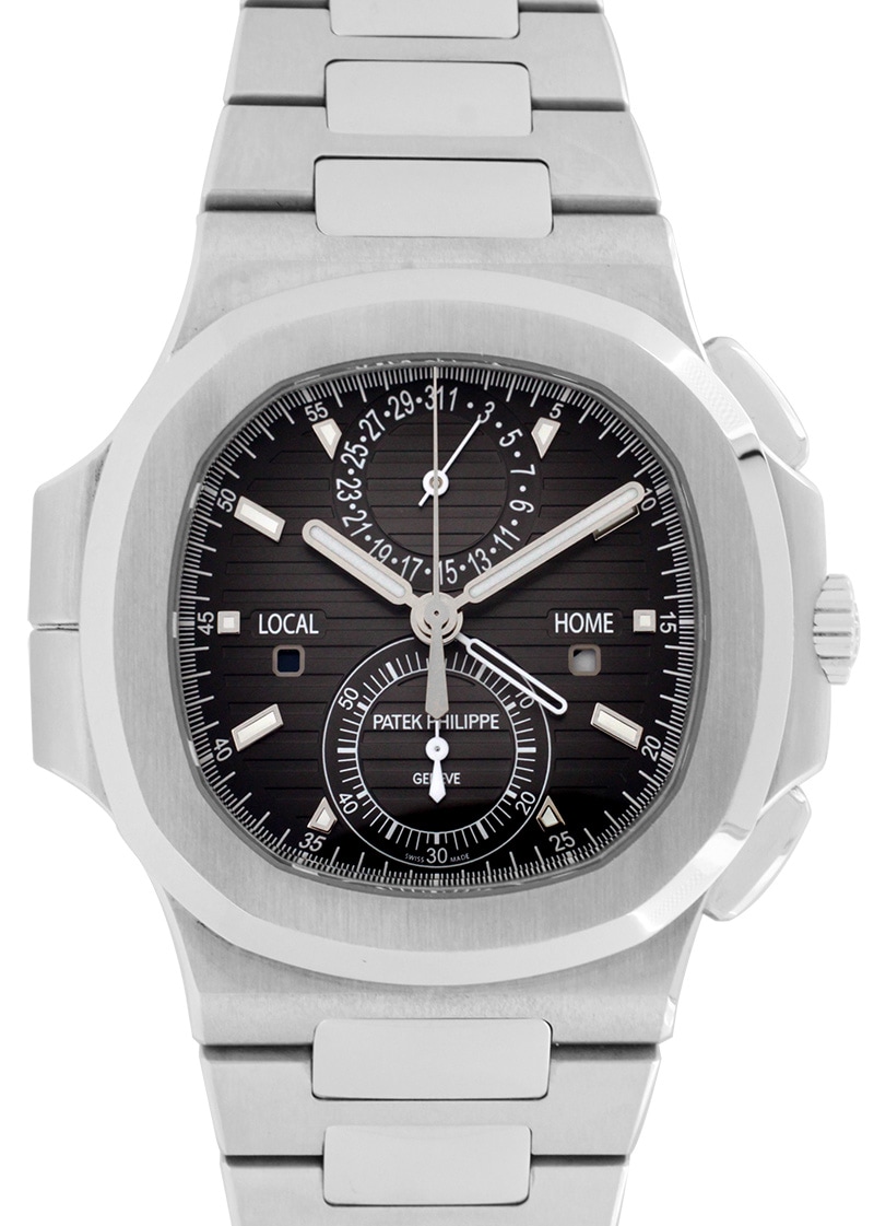 Patek Philippe - Nautilus Travel Time Chronograph| PATEK PHILIPPE| 5990 / 1A - 001| SS Black Clock Automatic Winding Bracelet| Middle Ages| Patek Philippe - Nautilus Travel Time Chronograph| PATEK PHILIPPE| 5990 / 1A - 001| SS Black Clock Automatic Winding Bracelet| Middle Ages| - Image 1