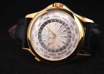 Patek Philippe - World Time| PATEK PHILIPPE| 5130J - 001| YG Silver Clock Automatic Leather| Middle Ages| - Image 8