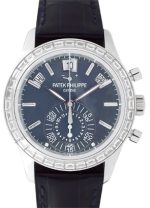 Patek Philippe - Annual Calendar Chronographs Diamond Bezel| PATEK PHILIPPE| 5961P| PT Blue Clock Automatic Winding Leather