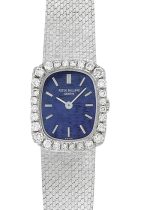 Patek Philippe - Ladies Goldene Elise Bezel Diamond| PATEK PHILIPPE| 4102 / 1| WG Blue Dial Hand Winding Bracelet| Vintage