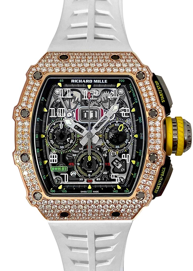 Richards Mill - RM11 - 03 Automatic Flyback Chronograph Bezel Dial| RICHARD MILLE| RM11 - 03| PG / TI Skeleton Dial Automatic Winding Rubber| Commissions| Middle Ages Richards Mill - RM11 - 03 Automatic Flyback Chronograph Bezel Dial| RICHARD MILLE| RM11 - 03| PG / TI Skeleton Dial Automatic Winding Rubber| Commissions| Middle Ages - Image 1