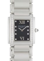Patek Philippe - Diamond Case Twenty4| PATEK PHILIPPE| 4910 / 10A - 001| SS Black Dial Quartz Bracelet