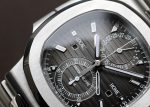 Patek Philippe - Nautilus Travel Time Chronograph| PATEK PHILIPPE| 5990 / 1A - 001| SS Black Clock Automatic Winding Bracelet| Middle Ages| - Image 9