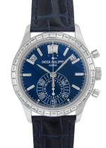 Patek Philippe - Annual Calendar Chronographs| PATEK PHILIPPE| 5961P - 001| PT Blue Clock Automatic Winding Leather| Middle Ages|