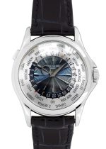 Patek Philippe - World Time| PATEK PHILIPPE| 5130P - 001| PT Silver / Blue Clock Automatic Leather| Middle Ages|