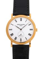 Patek Philippe - Calatrava Tiffany WName| PATEK PHILIPPE| 5119J - 001| YG White Dial Leather Hand Winding| Commissions| Middle Ages
