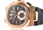 Patek Philippe - Notchilla Chronographs| PATEK PHILIPPE| 5980R - 001| RG Brown Clock Automatic Winding Leather| Middle Ages| - Image 7