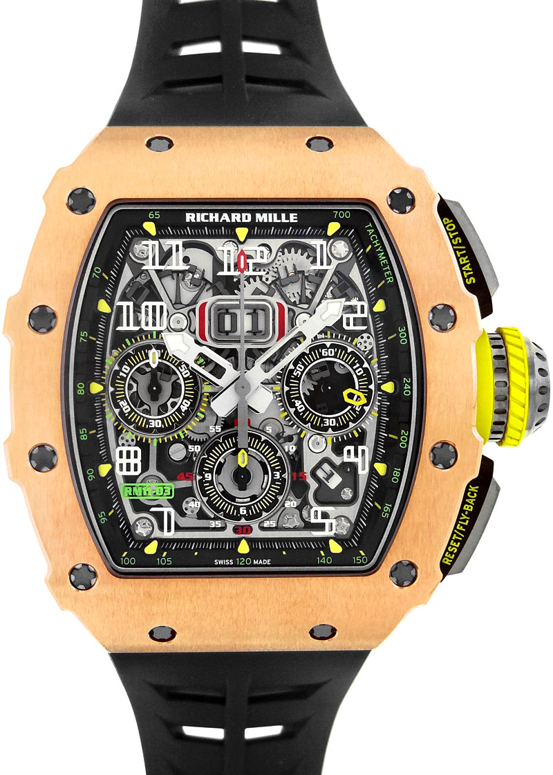 Richards Mill - Automatic Flyback Chronograph| RICHARD MILLE| RM11 - 03| RG / TI Skeleton Dial Automatic Winding Rubber| Commissions| Unused item Richards Mill - Automatic Flyback Chronograph| RICHARD MILLE| RM11 - 03| RG / TI Skeleton Dial Automatic Winding Rubber| Commissions| Unused item - Image 1