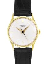 Patek Philippe - Calatrava| PATEK PHILIPPE| 570J| 1950 YG Champagne Clock Hand-wrapped Leather| Vintage| Middle Ages|
