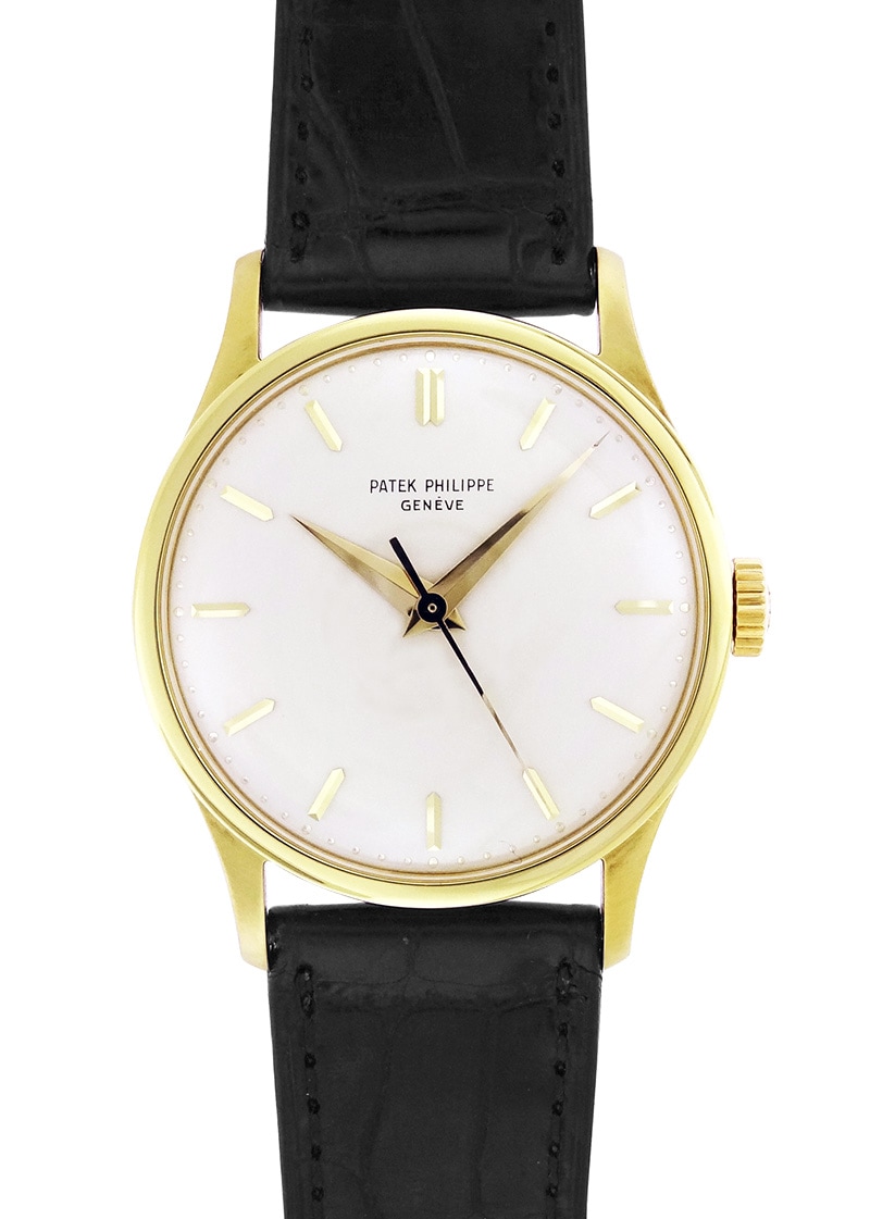 Patek Philippe - Calatrava| PATEK PHILIPPE| 570J| 1950 YG Champagne Clock Hand-wrapped Leather| Vintage| Middle Ages| Patek Philippe - Calatrava| PATEK PHILIPPE| 570J| 1950 YG Champagne Clock Hand-wrapped Leather| Vintage| Middle Ages| - Image 1